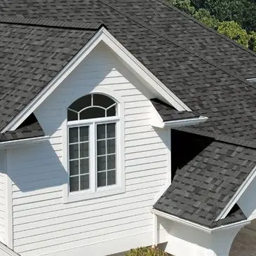 Freshly installed shingle roof